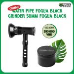 Water Pipe Foglia Black + Grinder 50mm Foglia