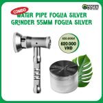 Water Pipe Foglia Silver + Grinder 55mm Foglia Silver