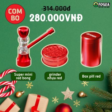 Super Mini + Grinder Nhựa + Box Pill Red